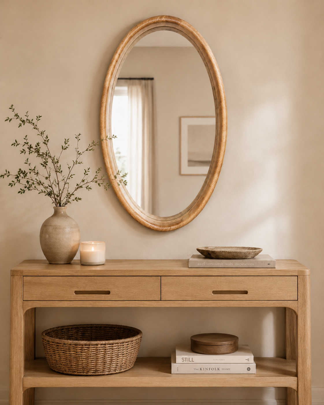 Miroir Ovale Bois Naturel (GM) – vue principale | ODECO