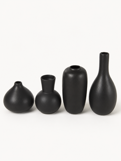 Jeu de vases en céramique noirs — vue 3, ODECO Boisbriand