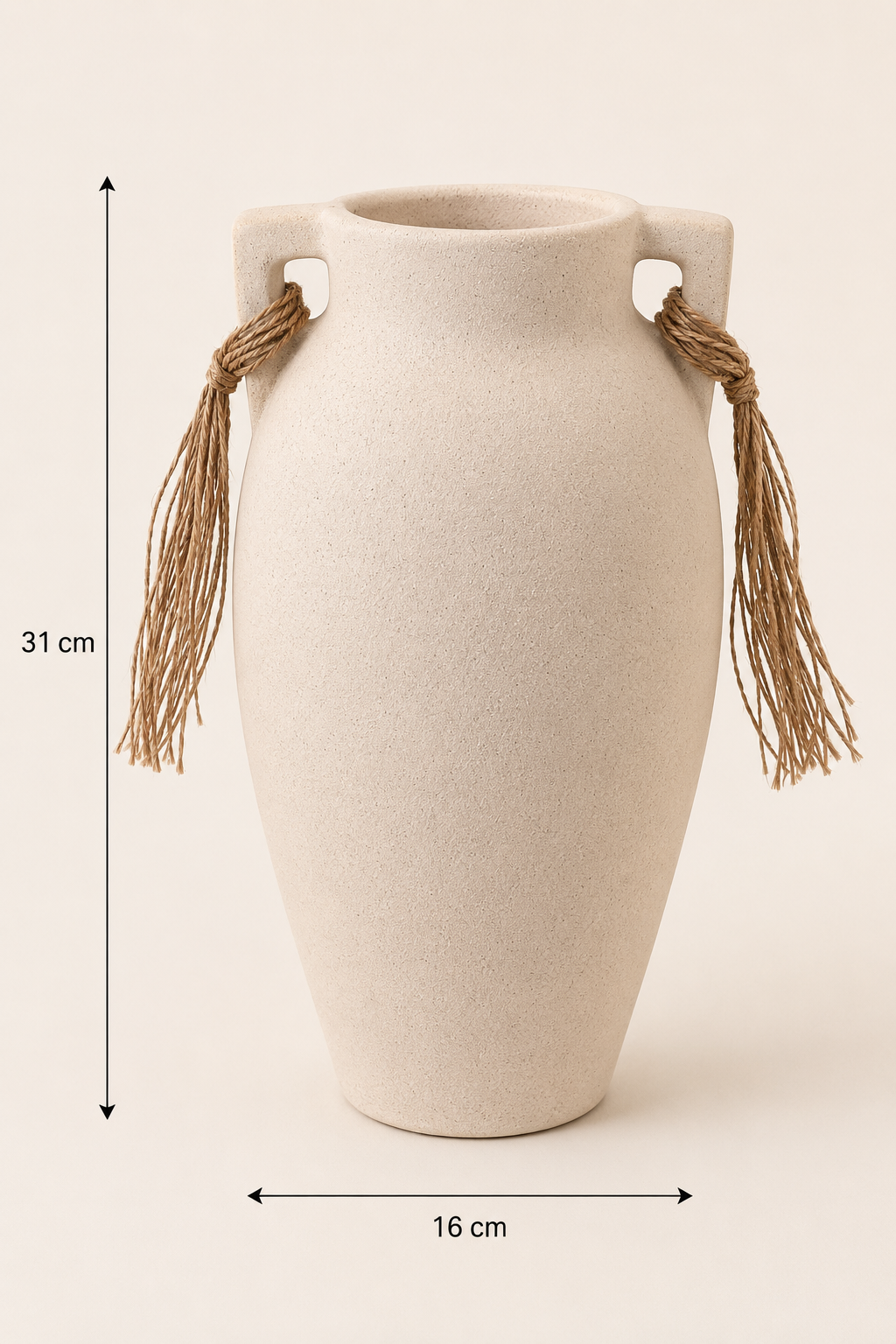 Vase en Terre Cuite Beige « Cordage » (GM)