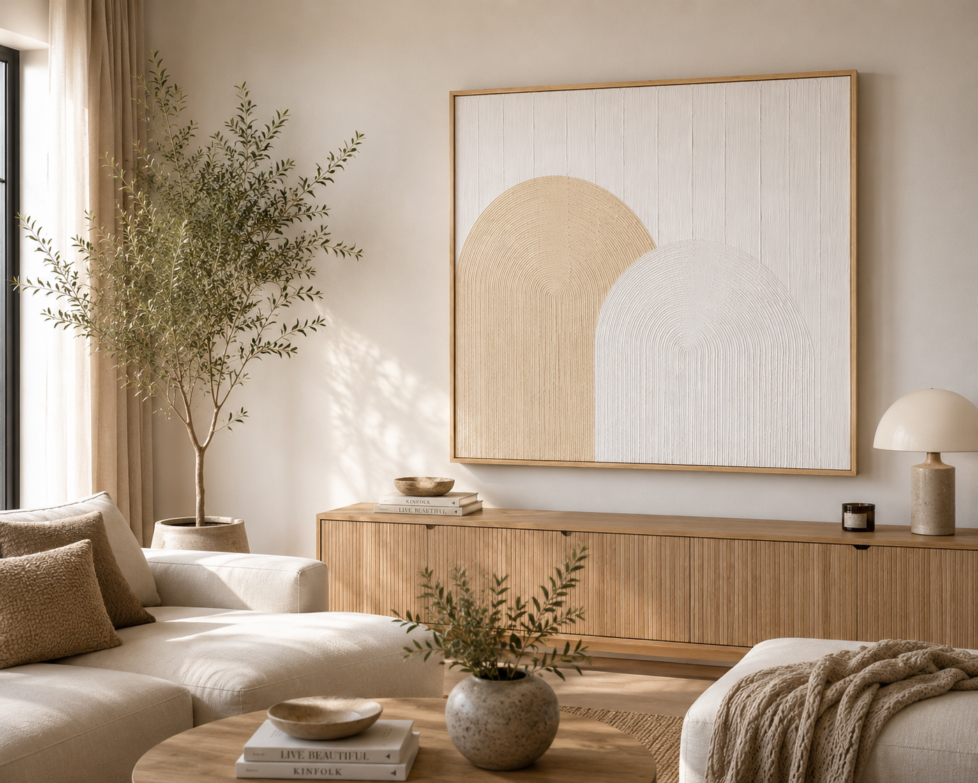 Tableau minimaliste sur toile jaune — 80 × 80 cm