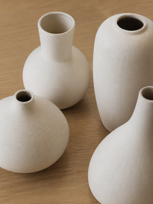 Jeu de Vase en Céramique Blanc Cassé – vue 2 du produit | ODECO