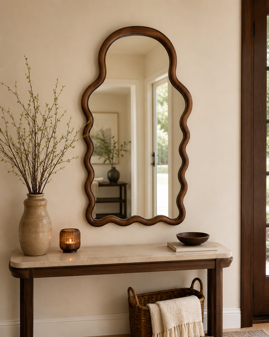 Miroir Scallopé Arc Bois Foncé – vue 2 du produit | ODECO