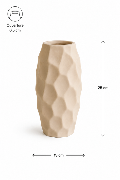 Vase en Céramique « Nid d’abeille » (PM) — vue 3, ODECO Boisbriand
