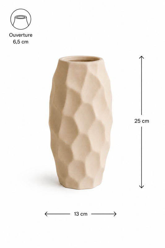 Vase en Céramique « Nid d’abeille » (PM) — vue 3, ODECO Boisbriand