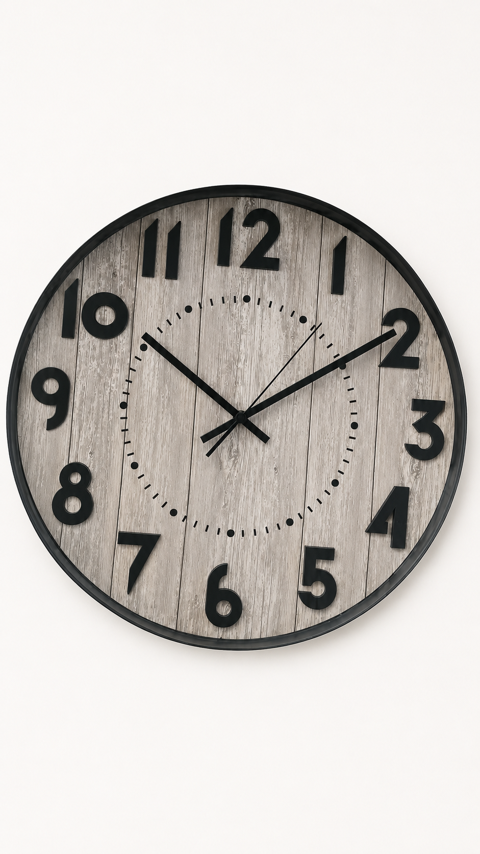 Horloge Murale Classic Noir Fond Gris 50cm – vue 2 du produit | ODECO