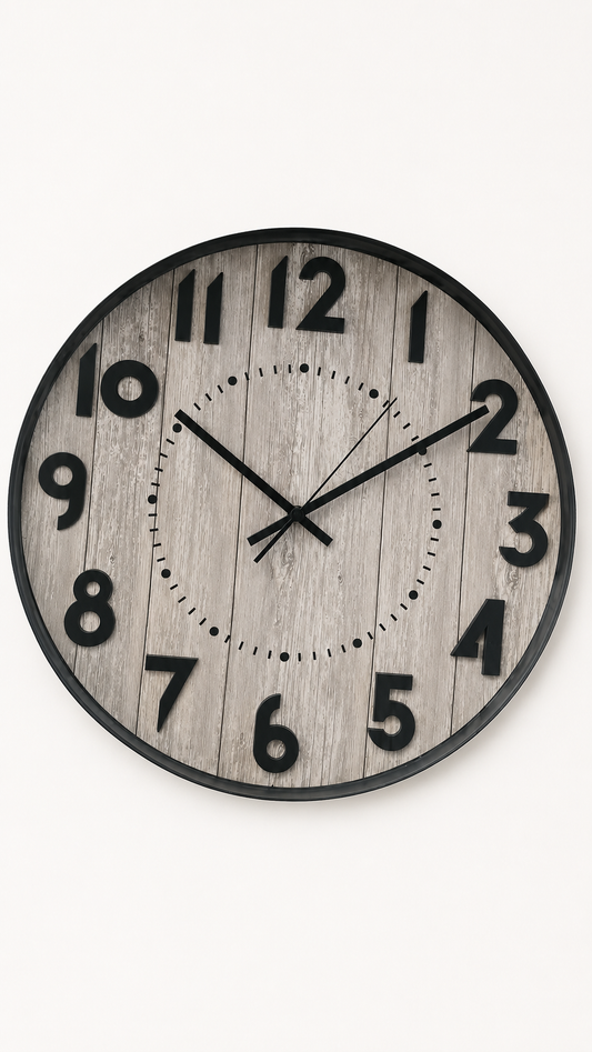 Horloge Murale Classic Noir Fond Gris 50cm – vue 2 du produit | ODECO