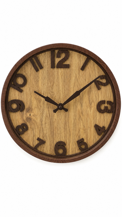 Horloge Murale Effet Bois Naturel — vue 4, ODECO Boisbriand