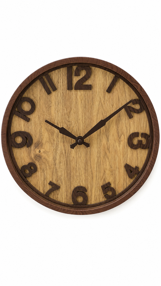 Horloge Murale Effet Bois Naturel — vue 4, ODECO Boisbriand