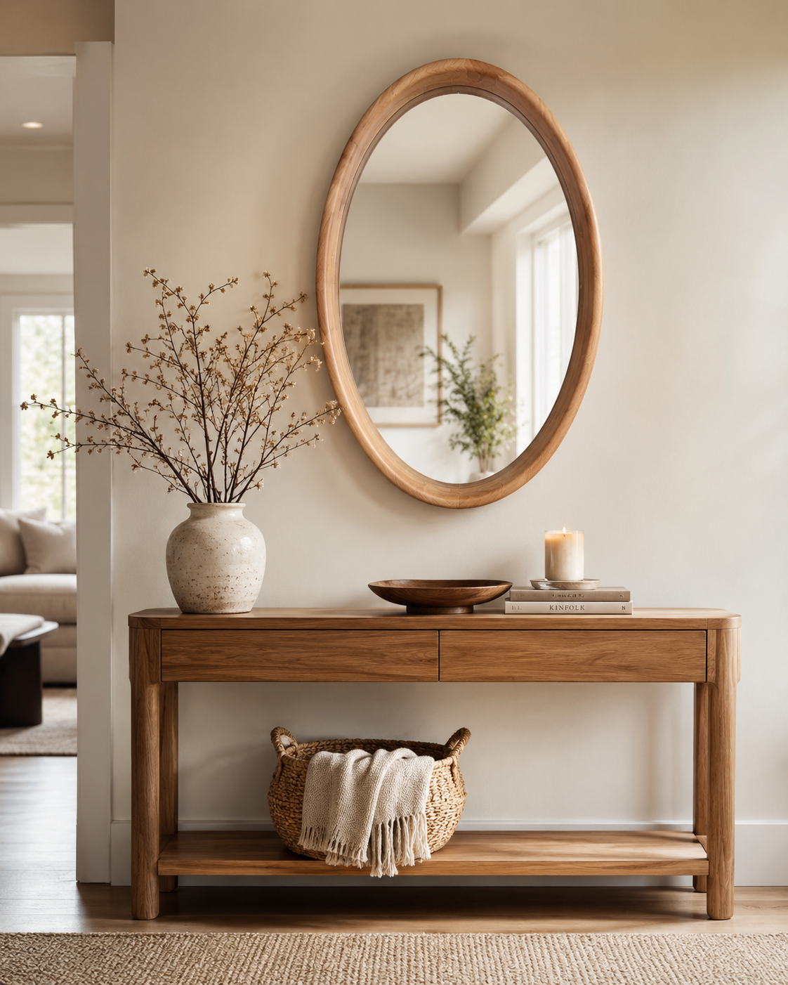 Miroir Ovale Bois Naturel (PM) – vue principale | ODECO