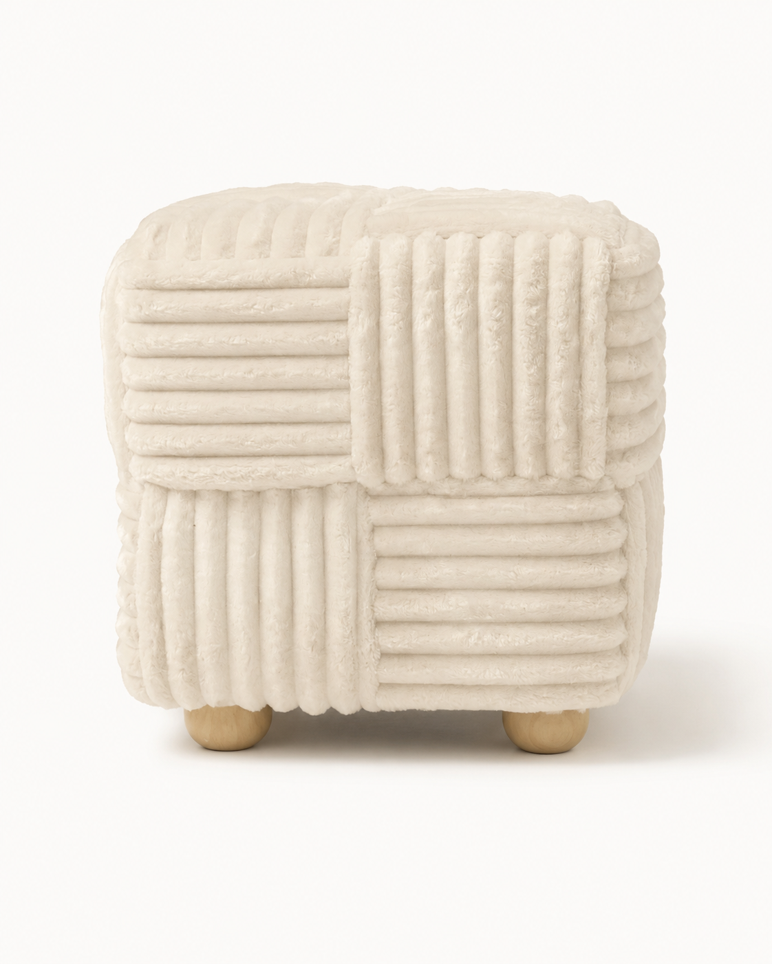 Pouf carré Tissé PM Blanc – vue 2 du produit | ODECO