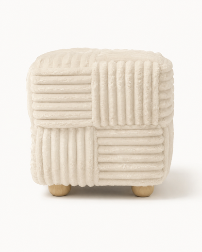 Pouf carré Tissé PM Blanc — vue 2, ODECO Boisbriand