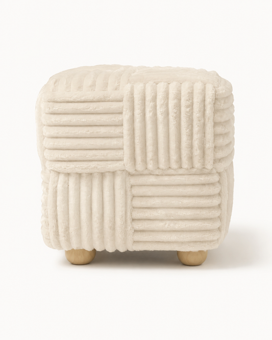 Pouf carré Tissé PM Blanc – vue 2 du produit | ODECO