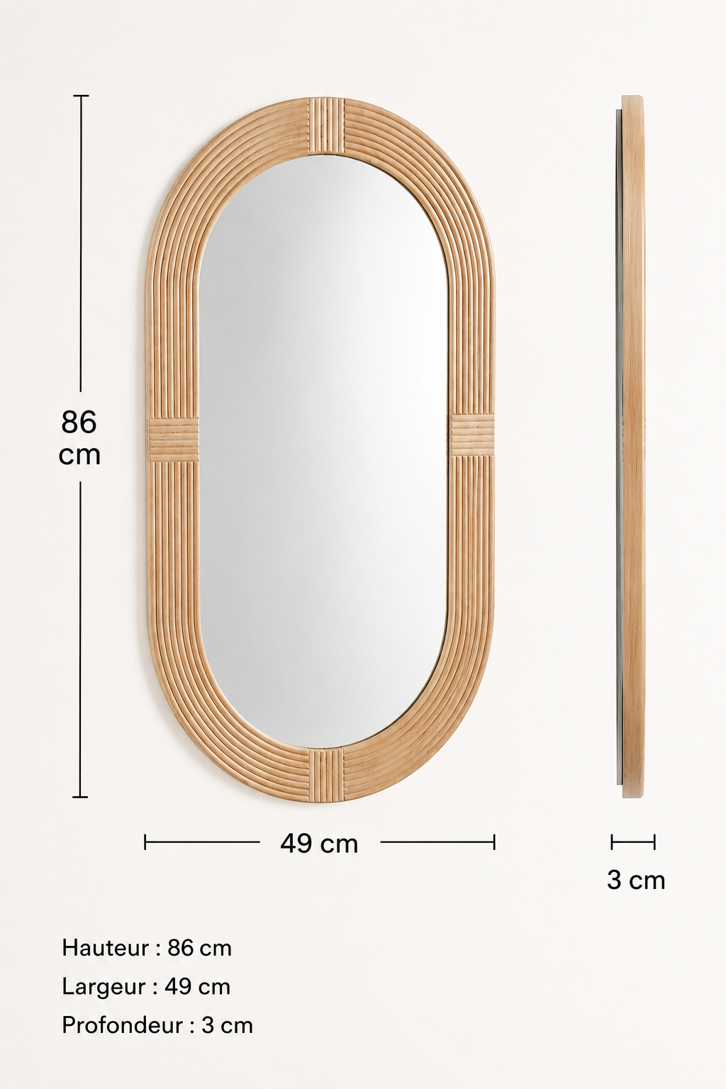 Miroir Ovale Boho – vue 4 du produit | ODECO