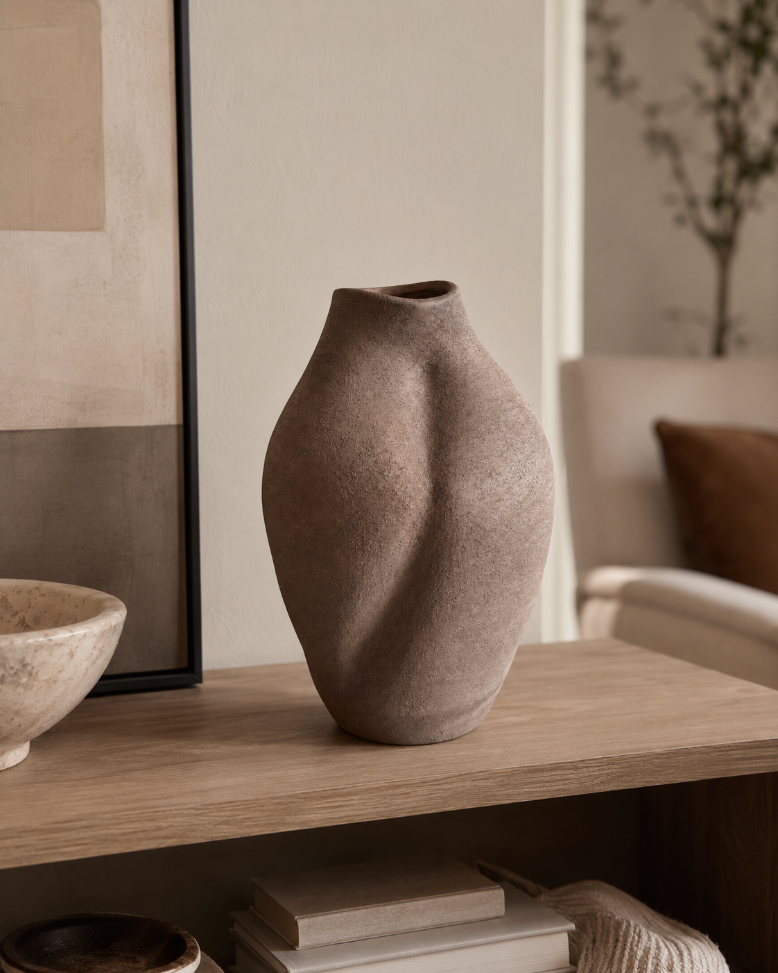 Vase en Terre Cuite « Froissé » (PM) – vue principale | ODECO