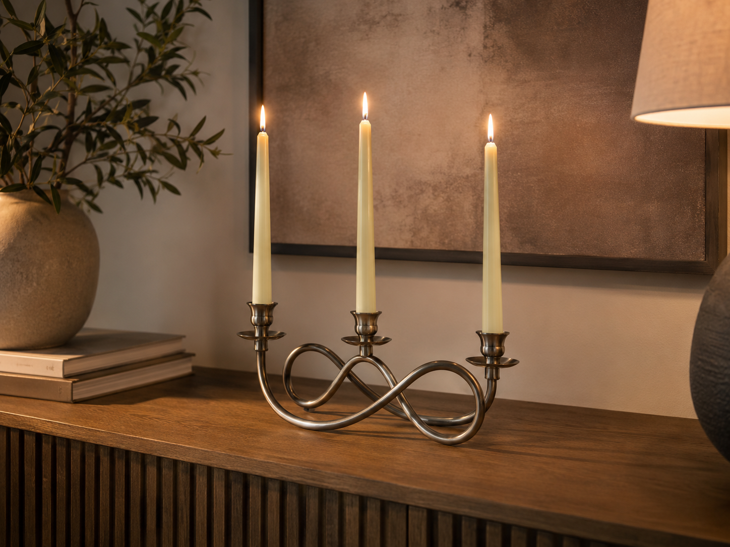 Chandelier Argenté 3branches – vue 3 du produit | ODECO