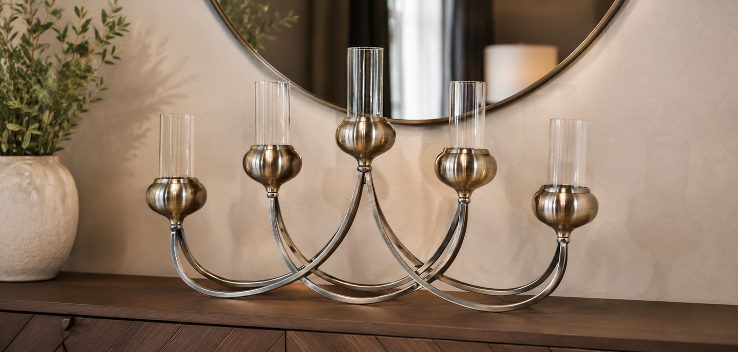 Chandelier en Bronze 5 branches – vue 2 du produit | ODECO