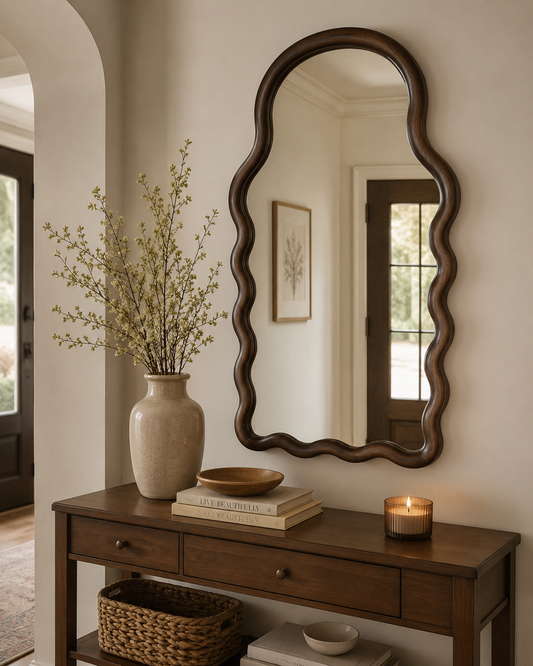 Miroir Scallopé Arc Bois Foncé – vue principale | ODECO