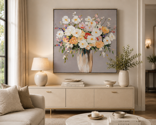 Painting Bouquet Flower On Canvas