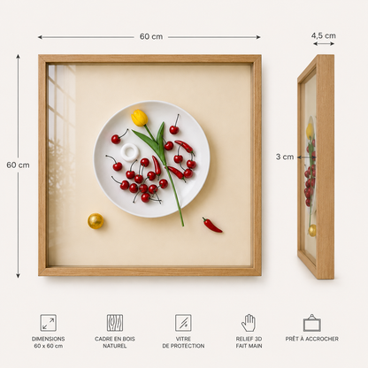 Tableau en relief cuisine assiette — 60 × 60 cm — vue 5, ODECO Boisbriand