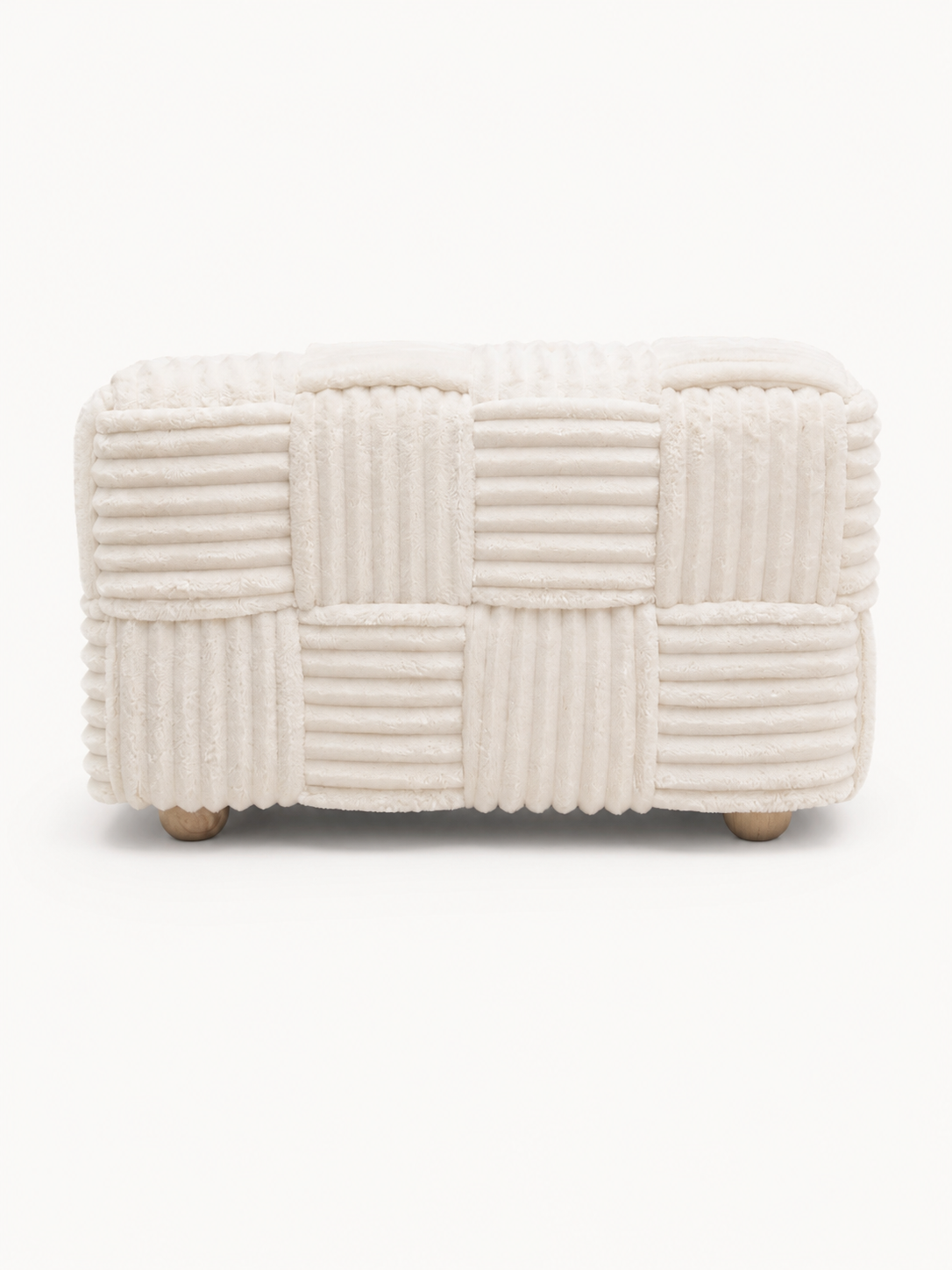 Pouf Carré Tissé Double Pieds Bois – vue 2 du produit | ODECO