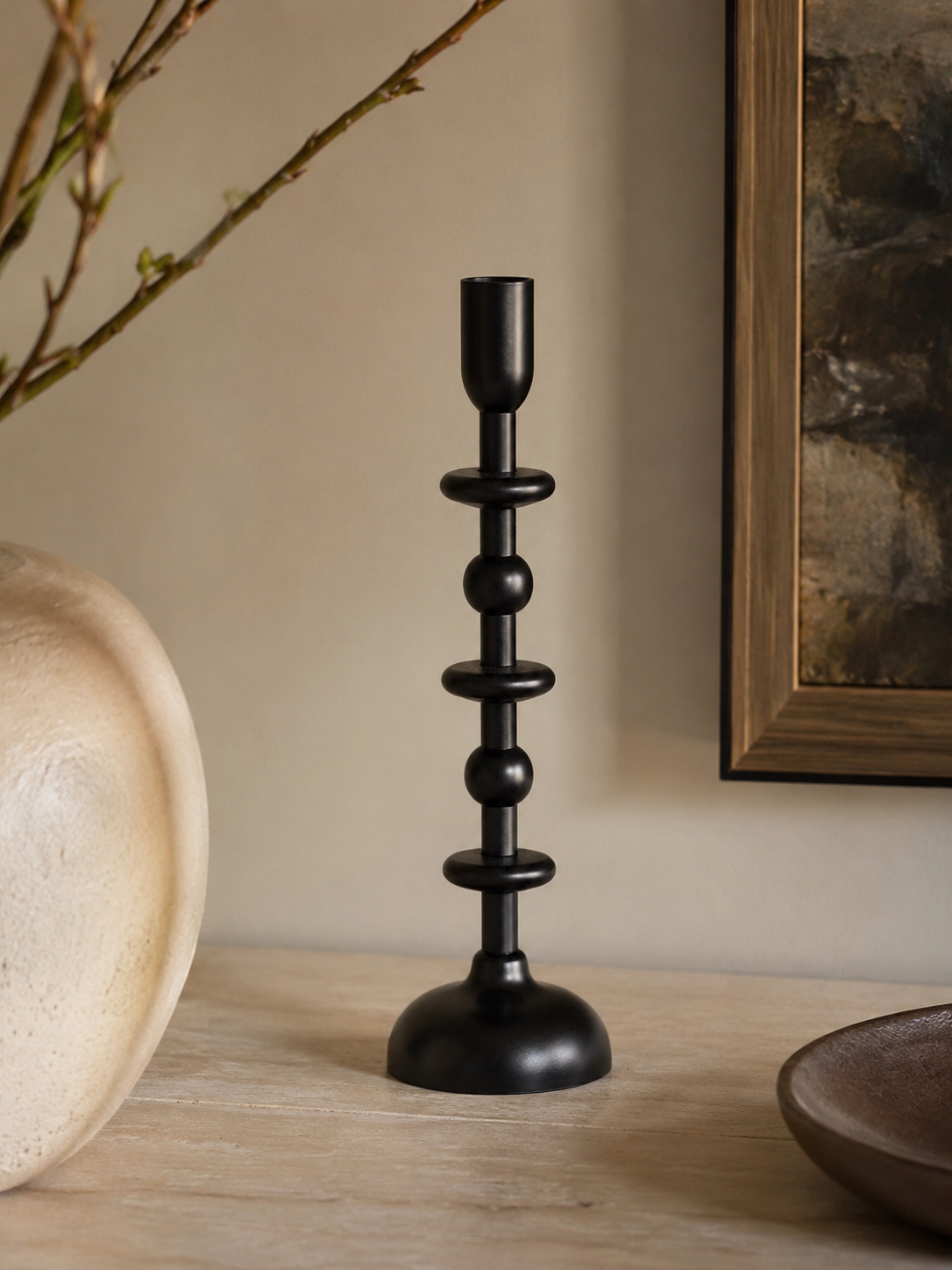 Bougeoir en métal noir (PM) – vue principale | ODECO