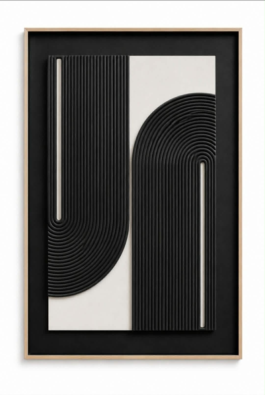Tableau 3D minimaliste noir et blanc — 60 × 90 cm – vue 4 du produit | ODECO
