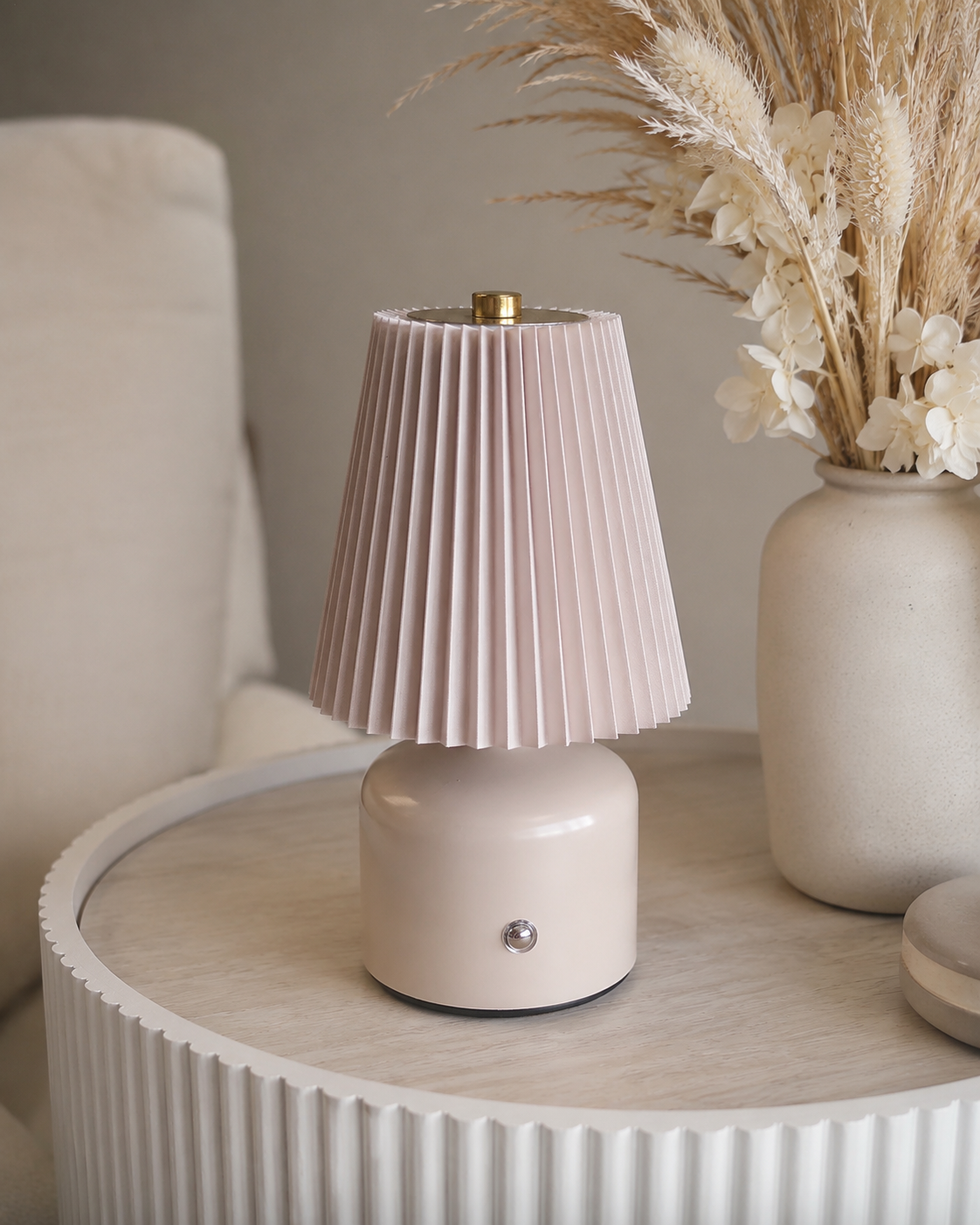 Lampe Rechargeable Vintage Noir, blanc, beige, bois – vue 3 du produit | ODECO