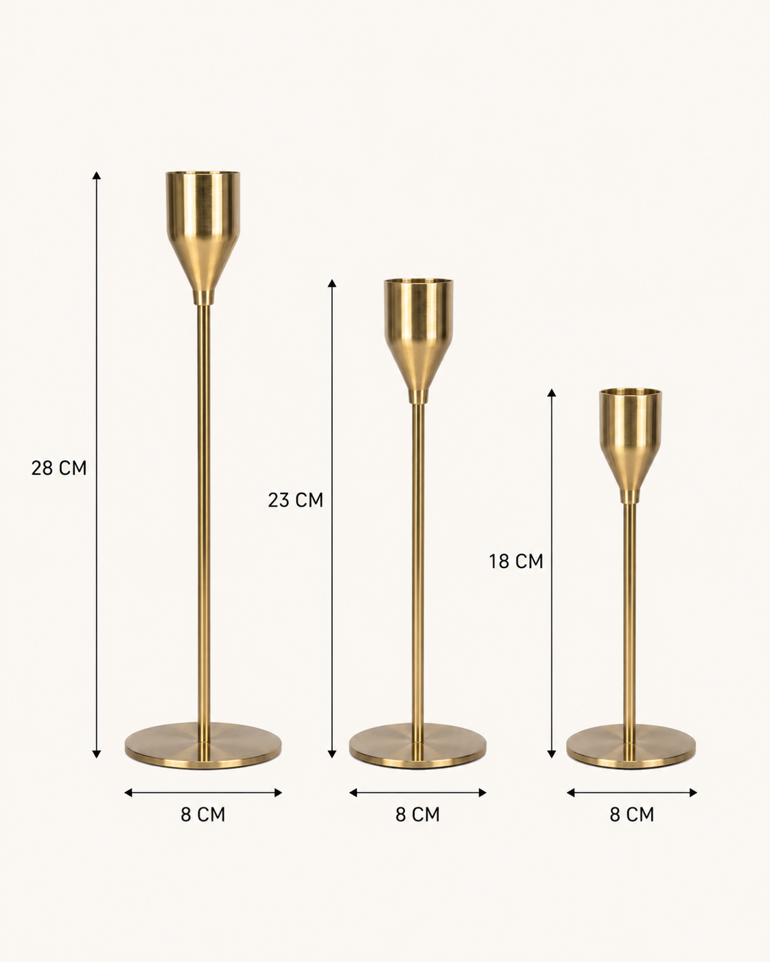 Ensemble de 3 bougeoirs classiques en métal doré – vue 4 du produit | ODECO