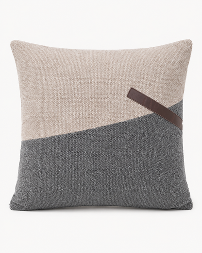 Coussin décoratif texturé asymétrique avec bande brune — vue 6, ODECO Boisbriand