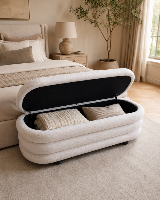 Ottoman Fluffy Blanc – vue 2 du produit | ODECO