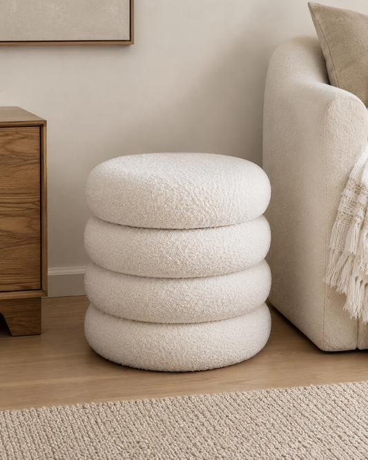 Pouf Rond Anneau Blanc – vue 2 du produit | ODECO