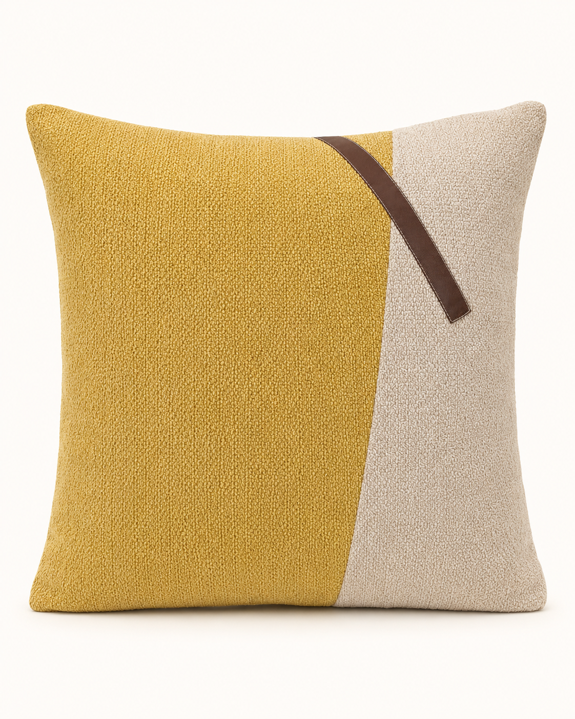Coussin décoratif texturé asymétrique avec bande brune – vue 8 du produit | ODECO