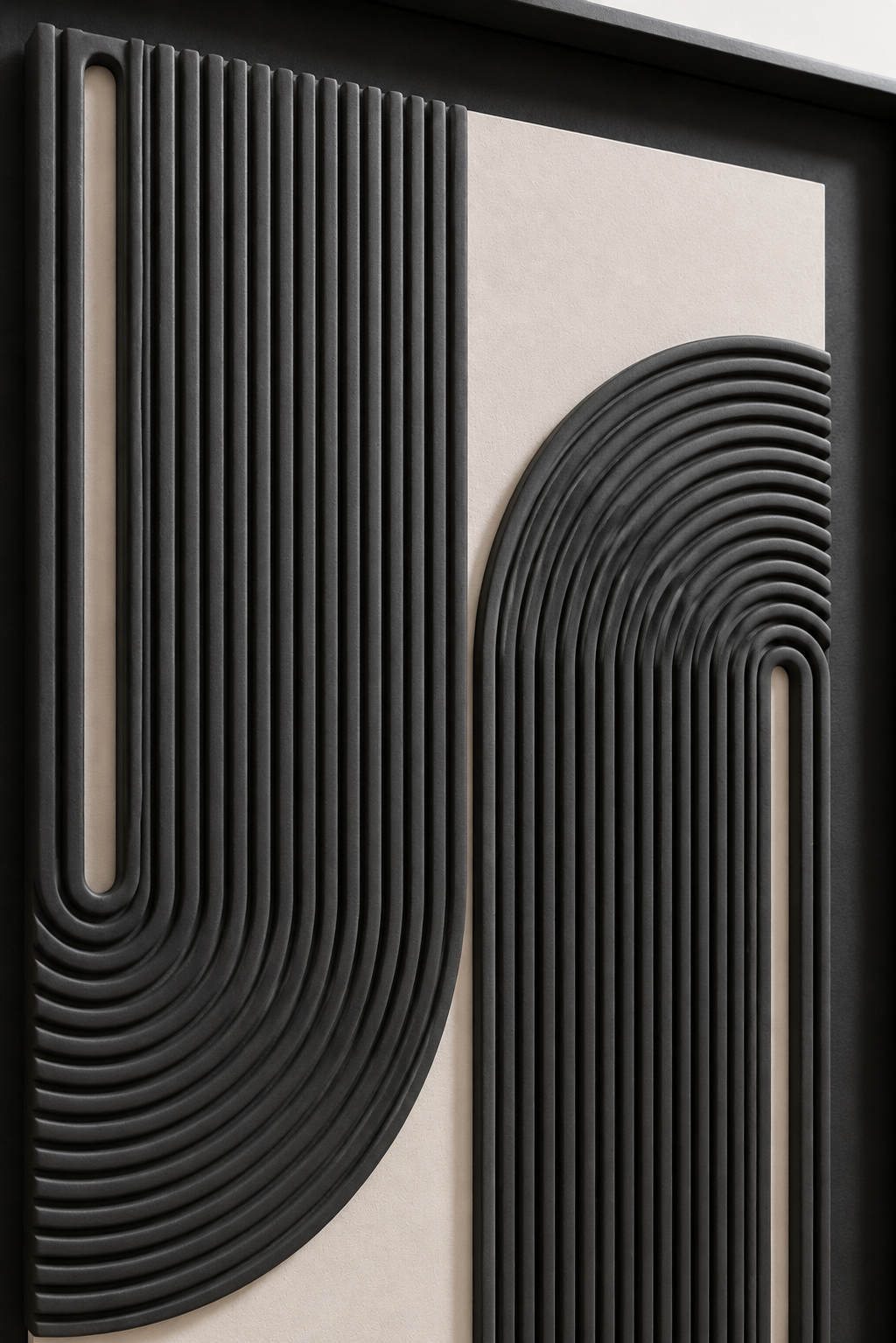 Tableau 3D minimaliste noir et blanc — 60 × 90 cm – vue 5 du produit | ODECO