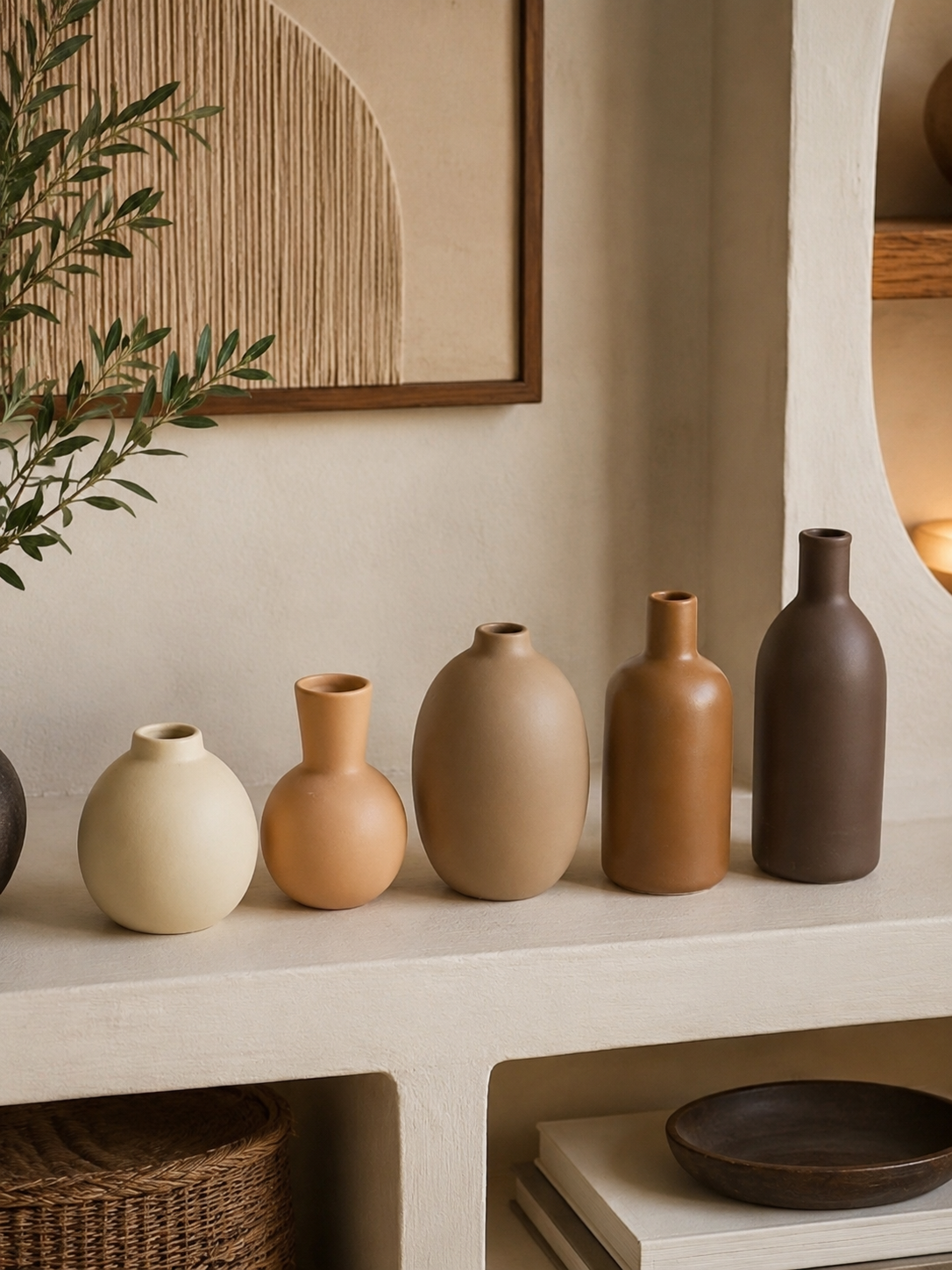 Jeu de vases en céramique multicolores – 5 pièces – vue principale | ODECO