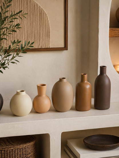 Jeu de vases en céramique multicolores – 5 pièces — vue principale, ODECO Boisbriand