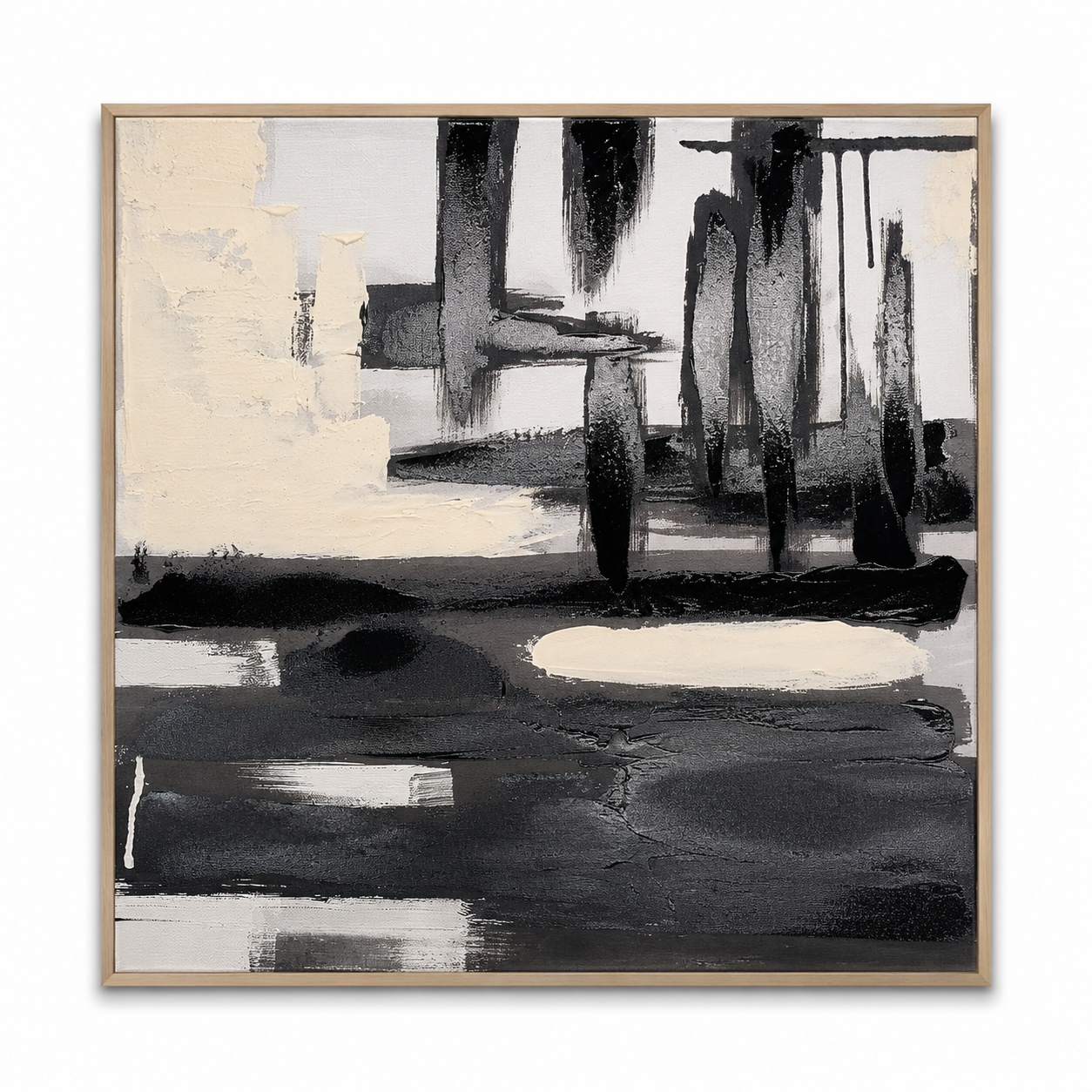 Black and White Abstract Canvas Painting 80*80