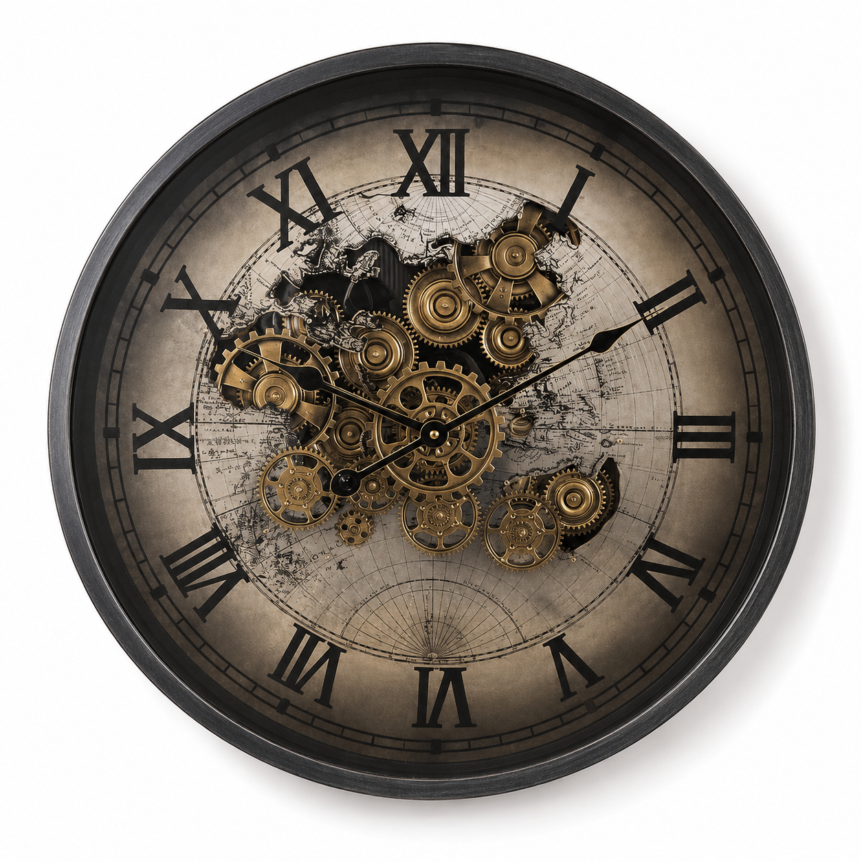 Horloge Vintage Murale Engrenage Visible GM – vue 3 du produit | ODECO