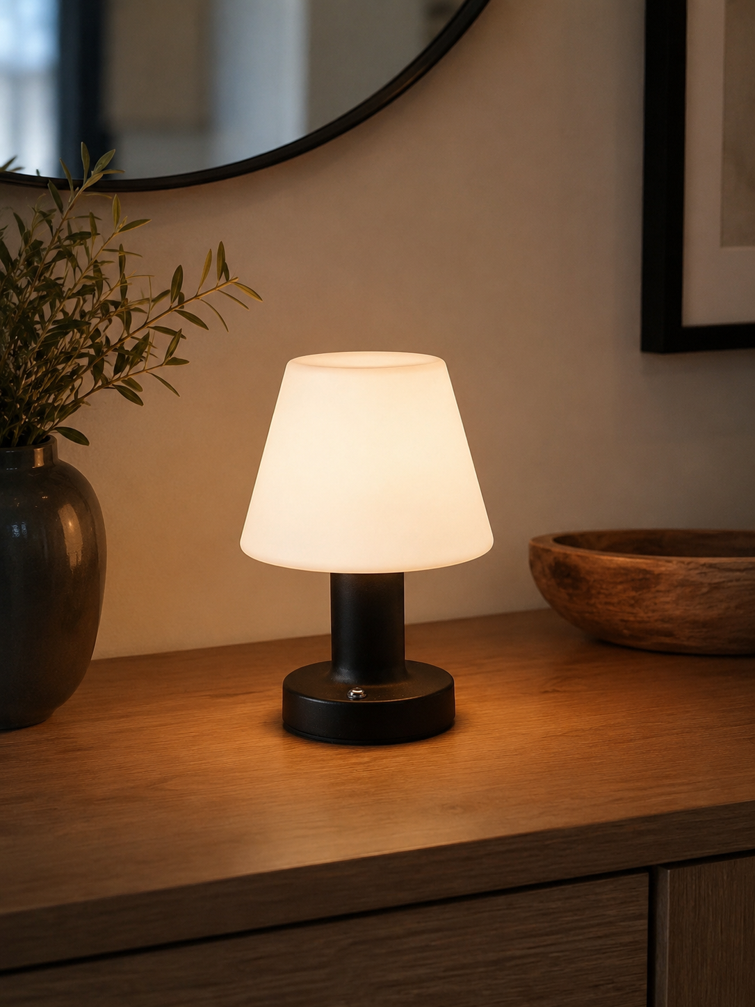 Lampe Rechargeable Miniature Noir, blanche, bois – vue 3 du produit | ODECO