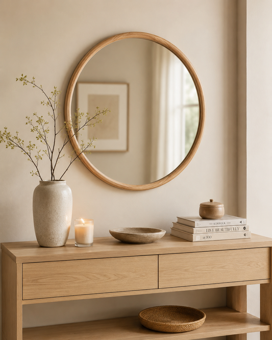 Mirroir Rond Bois Naturel – vue principale | ODECO