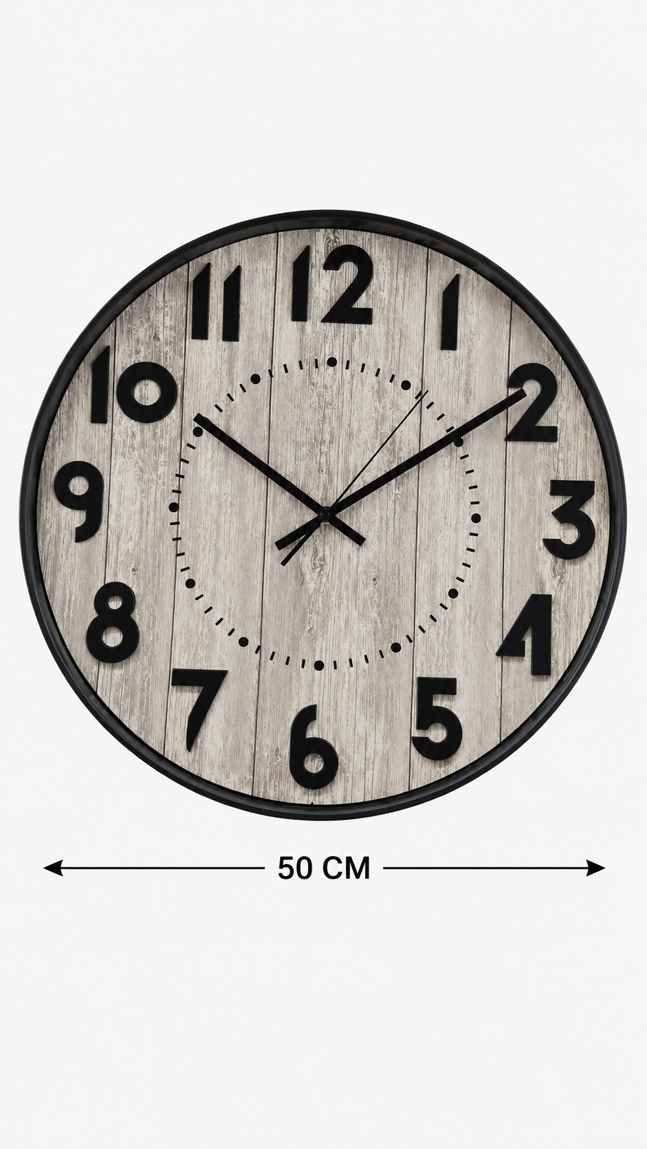 Horloge Murale Classic Noir Fond Gris 50cm – vue 4 du produit | ODECO