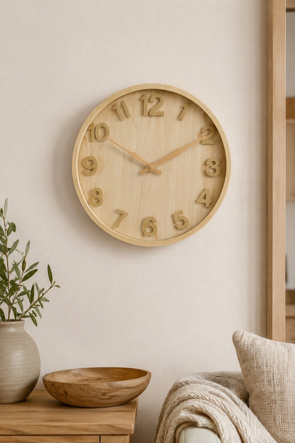 Horloge Murale Effet Bois Naturel – vue 2 du produit | ODECO