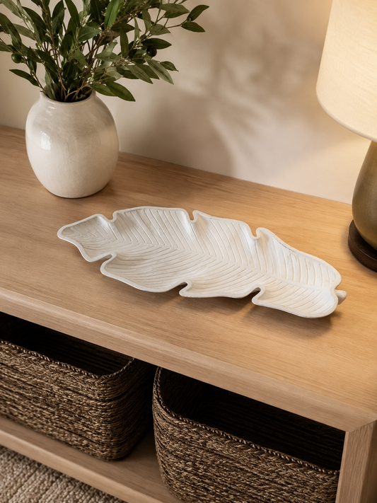 Plateau Décoratif Forme Feuille en Bois – vue 2 du produit | ODECO