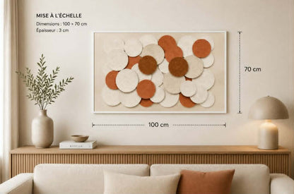 Tableau 3D Formes circulaires — 70 × 100 cm — vue 3, ODECO Boisbriand